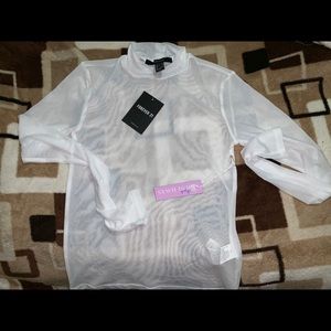 Forever 21 mesh white long sleeve top